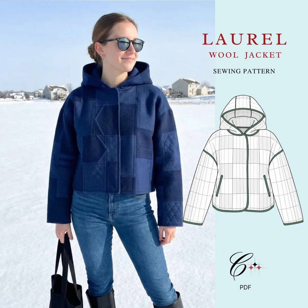 Laurel Crop Jacket Sewing Pattern — get the full pattern on Etsy